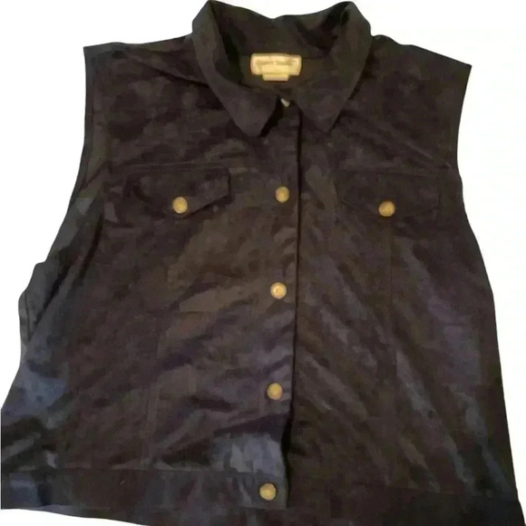 Graver Studio Navy Button Up Vest Faux Suede Size XL. - Picture 2 of 7